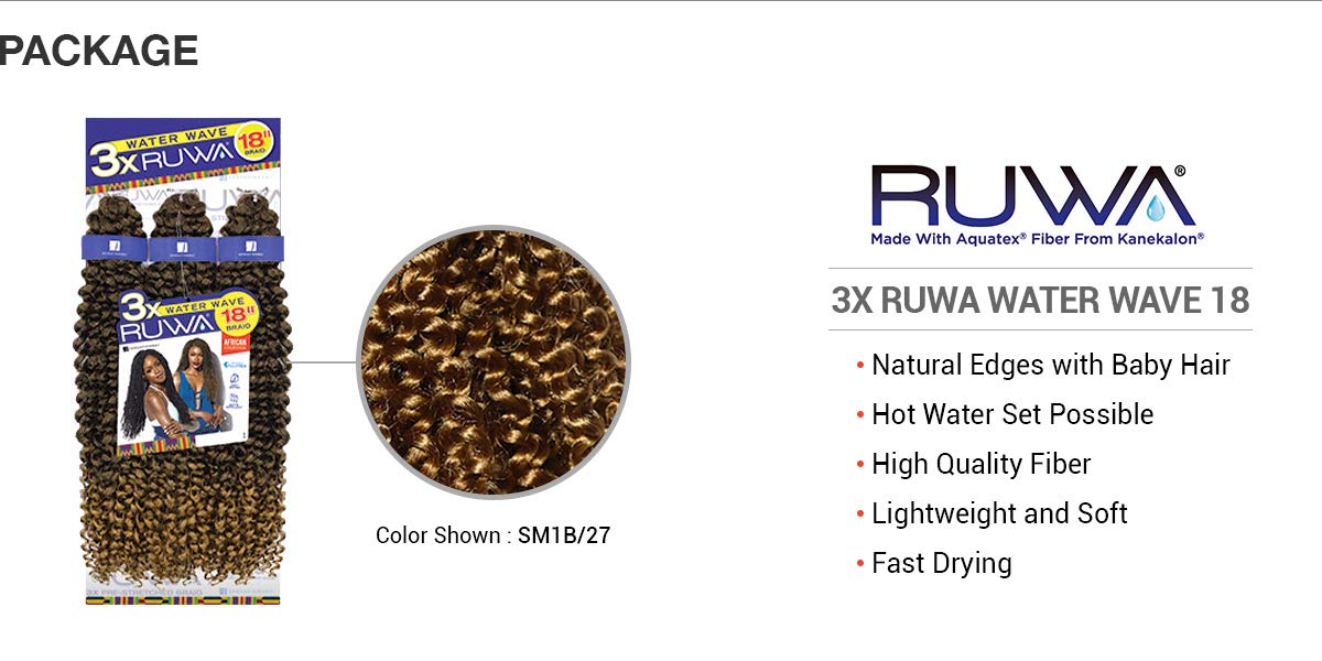 Sensationnel 3X RUWA Water Wave 18″ (1B/30)